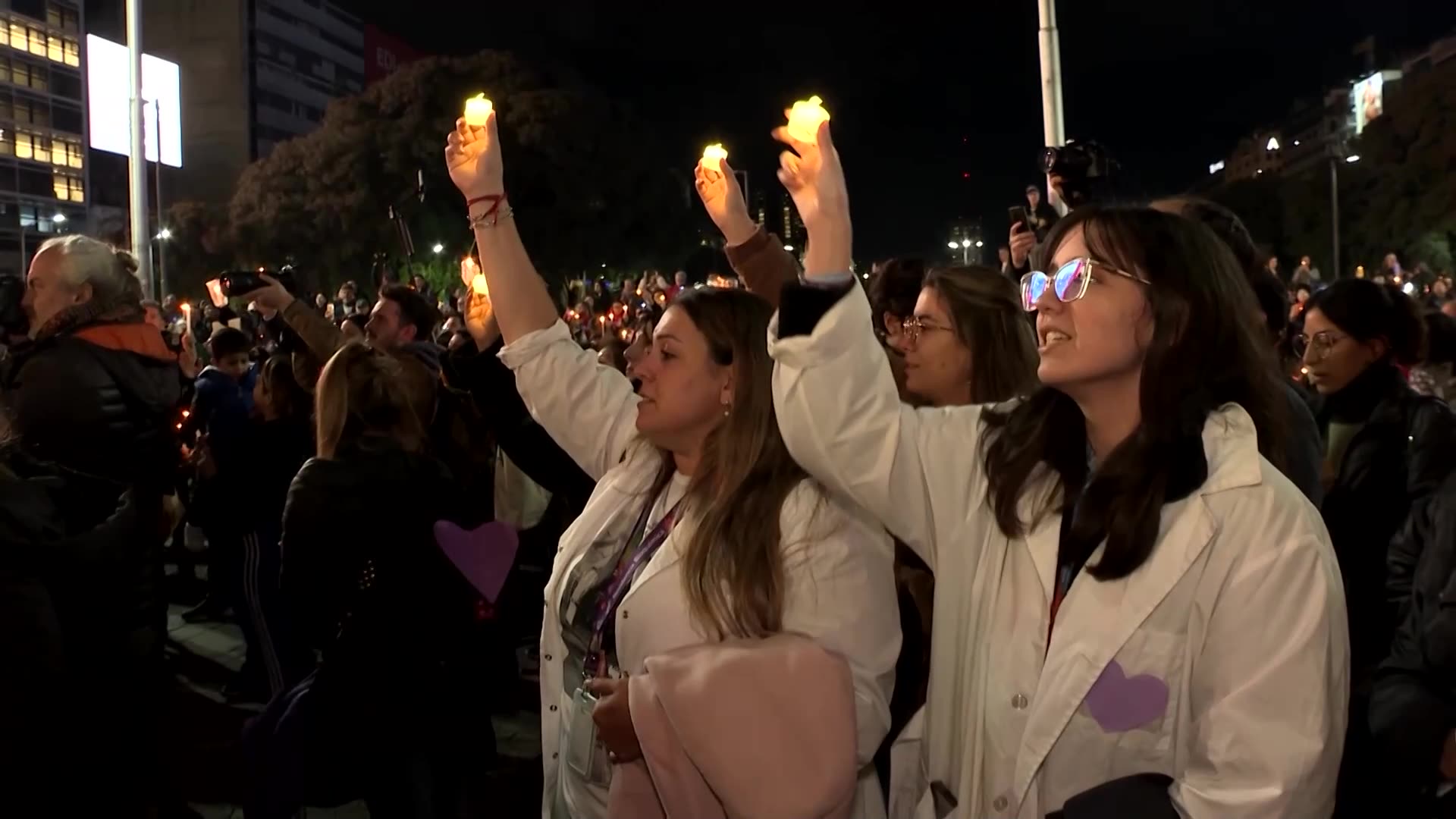 Argentina hospital staff hold vigil demanding wage increase