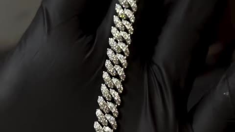 Silver Moissanite Bubble Cuban Bracelet 8.5mm 8inch