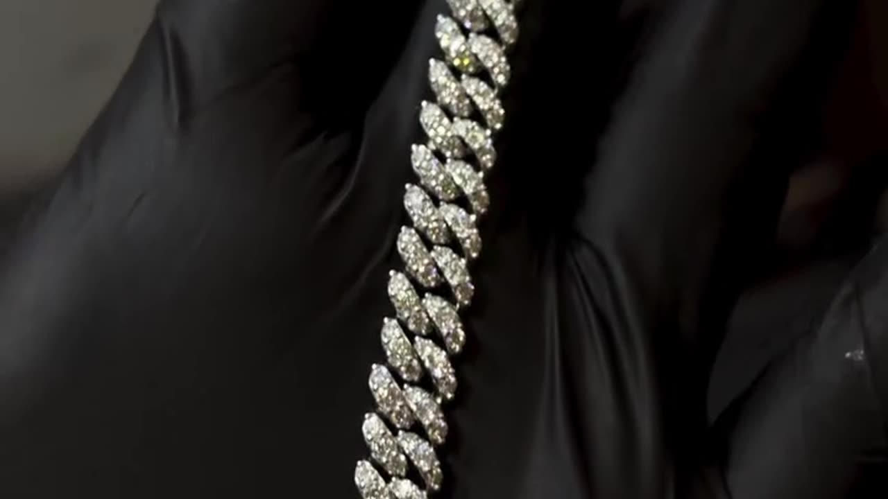 Silver Moissanite Bubble Cuban Bracelet 8.5mm 8inch