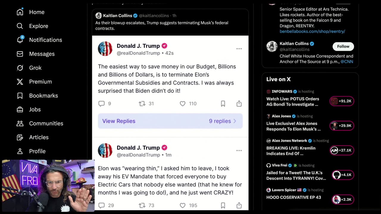 LIVE REACTION to Elon Musk's "Truth Bomb" That Trump is "In the Epstein Files" - Viva Frei