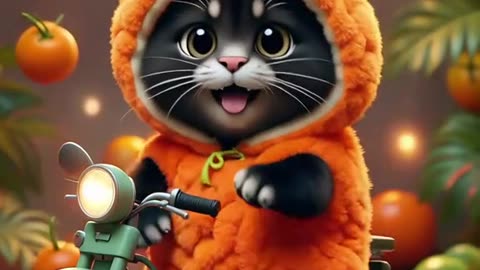 Gatito Naranja 🐱🏍️ en Moto: ¡Qué Adorable! 😍