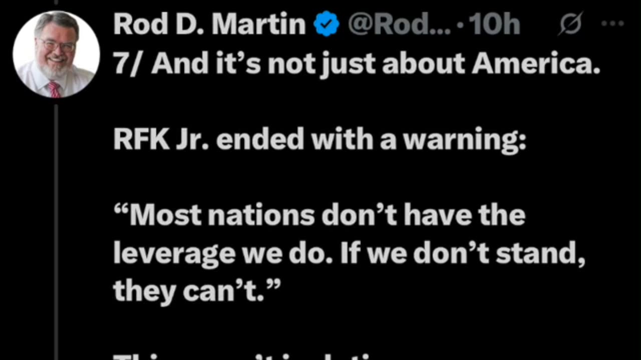Trump's HHS SECY RFK JR : US Will No Longer Comply With WHO Mandates, Ending Medical Tyranny