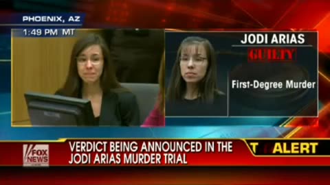 Inspect Jodi Arias's response upon reading the guilty verdict.
