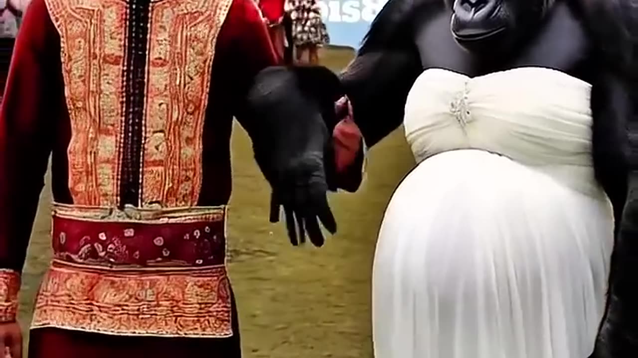 Gorilla Wearing Wedding Dress Causes Stir In Village