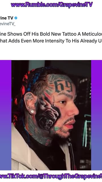 Tekashi 6ix9ine Debuts A Bold New Lion Face Tattoo, Adding Intensity To His Already Striking Look.