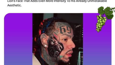 Tekashi 6ix9ine Debuts A Bold New Lion Face Tattoo, Adding Intensity To His Already Striking Look.