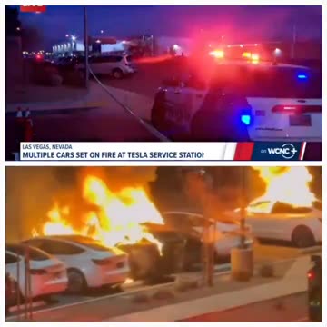 #BREAKING: Several #Tesla #cars were set on #fire in #LasVegas by an individual.