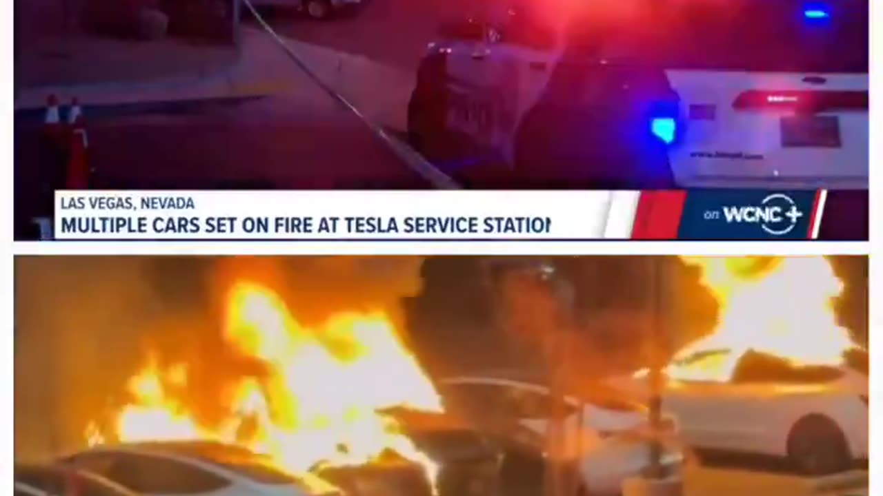 #BREAKING: Several #Tesla #cars were set on #fire in #LasVegas by an individual.