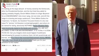 Trump Says Beyonce, Oprah, Kamala Harris Took Illegal Money from Democrats