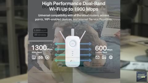 TP-Link AC1900 WiFi Range Extender RE550 | Dual-Band Wireless Repeater Amplifier