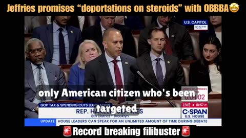 Hakeem Jeffries Breaks Filibuster Record While His Colleagues Take Naps😴