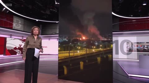 Massive blaze at Russian Black Sea oil depot after Ukrainian drone attack | BBC News