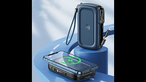 4-in-1 Wireless Charging Power Bank, with Built-in Type-C_Lightning Connector, for Phone (US Plug)