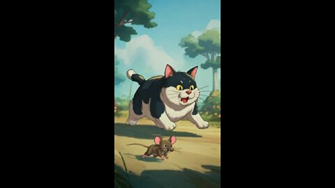 funny 😁 black cat chasing Jerry