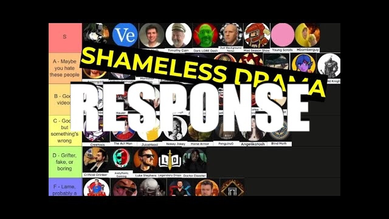 Response to ULTIMATE Youtuber Tier List - Zero Bias