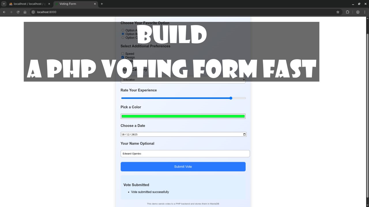 Build a Fully Functional PHP Voting Form with MariaDB and Fetch API