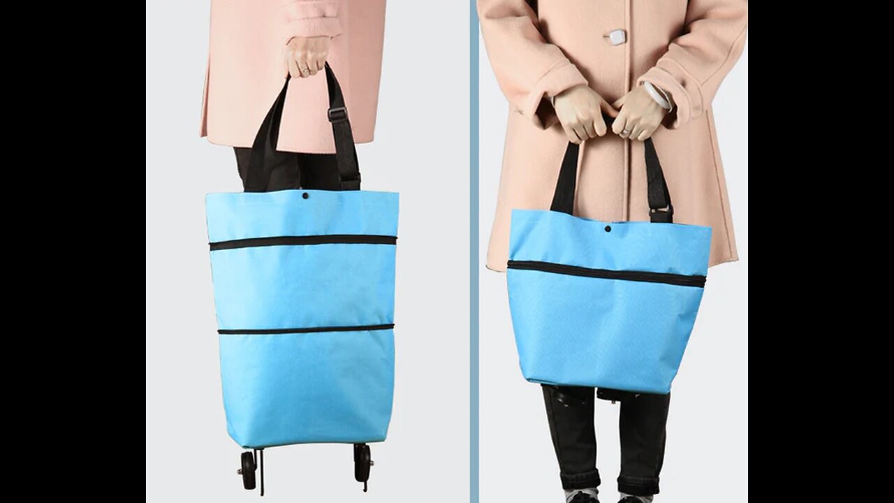 Shopping Trolley_Tote Bag with Foldable Wheels, Adjustable Strap, Thick Bottom & Large Capacity