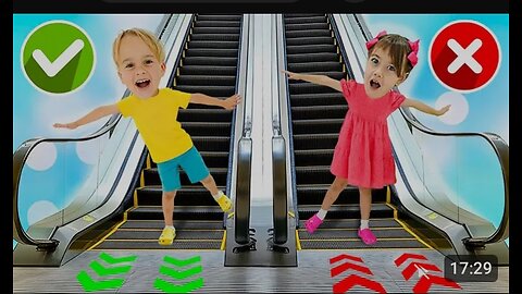 Escalator Mall adventure - kids learn Mall safety rules