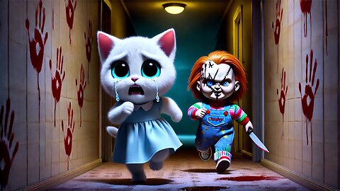 Alone Kitten Chased By Chucky Ghost👻😻