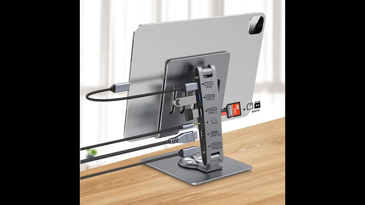 8-Port Hub Extension Foldable Adjustable Aluminum Alloy Stand