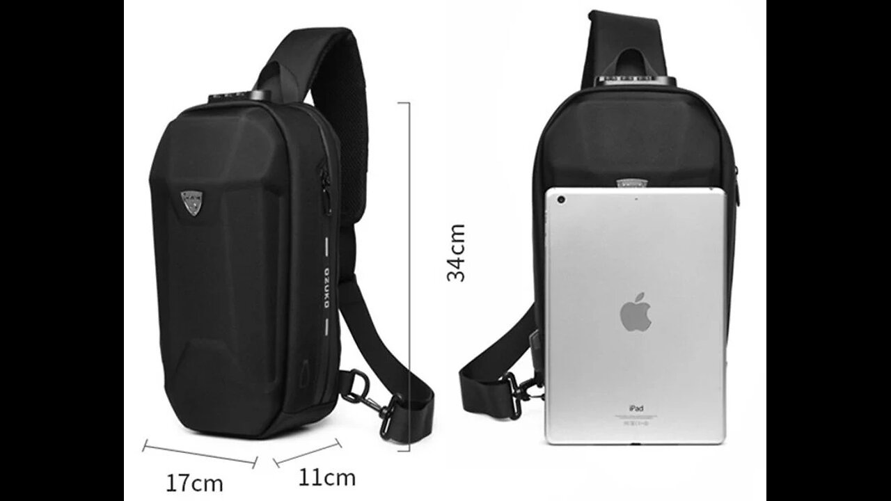 Hard Shell Sling Bag with Lock, USB Port, Waterproof Material, Anti-theft Zips