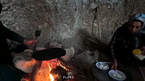 A beautiful and artistic day of nomadic family with cave paving