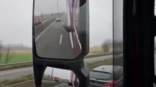 Illegal immigrant jumps on the wrong lorry.