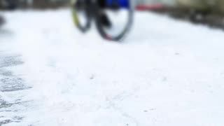 This bike tire rides pretty well in the snow.