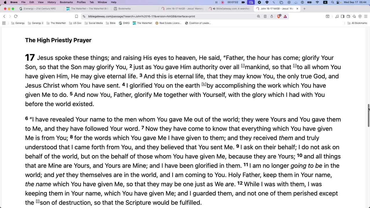John 16 and 17 New American Standard Bible Version