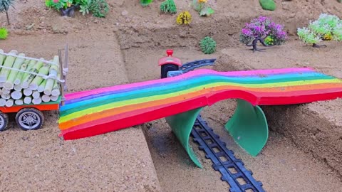 DIY Tractor Building a Mini Concrete Bridge – Innovative Small-Scale Construction