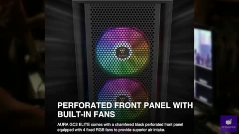 GAMDIAS ATX Mid Tower Computer PC Case with Tempered Glass, 4X 120mm ARGB PWM Fa