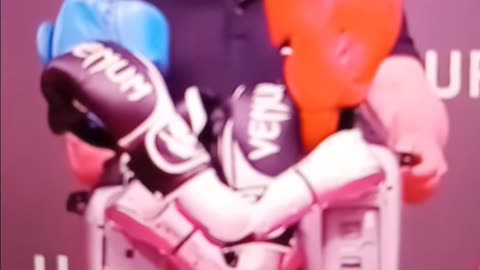 Dana having fun with the fight robot