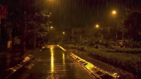 A sleepless night, the sound of heavy rain pouring down on a park path