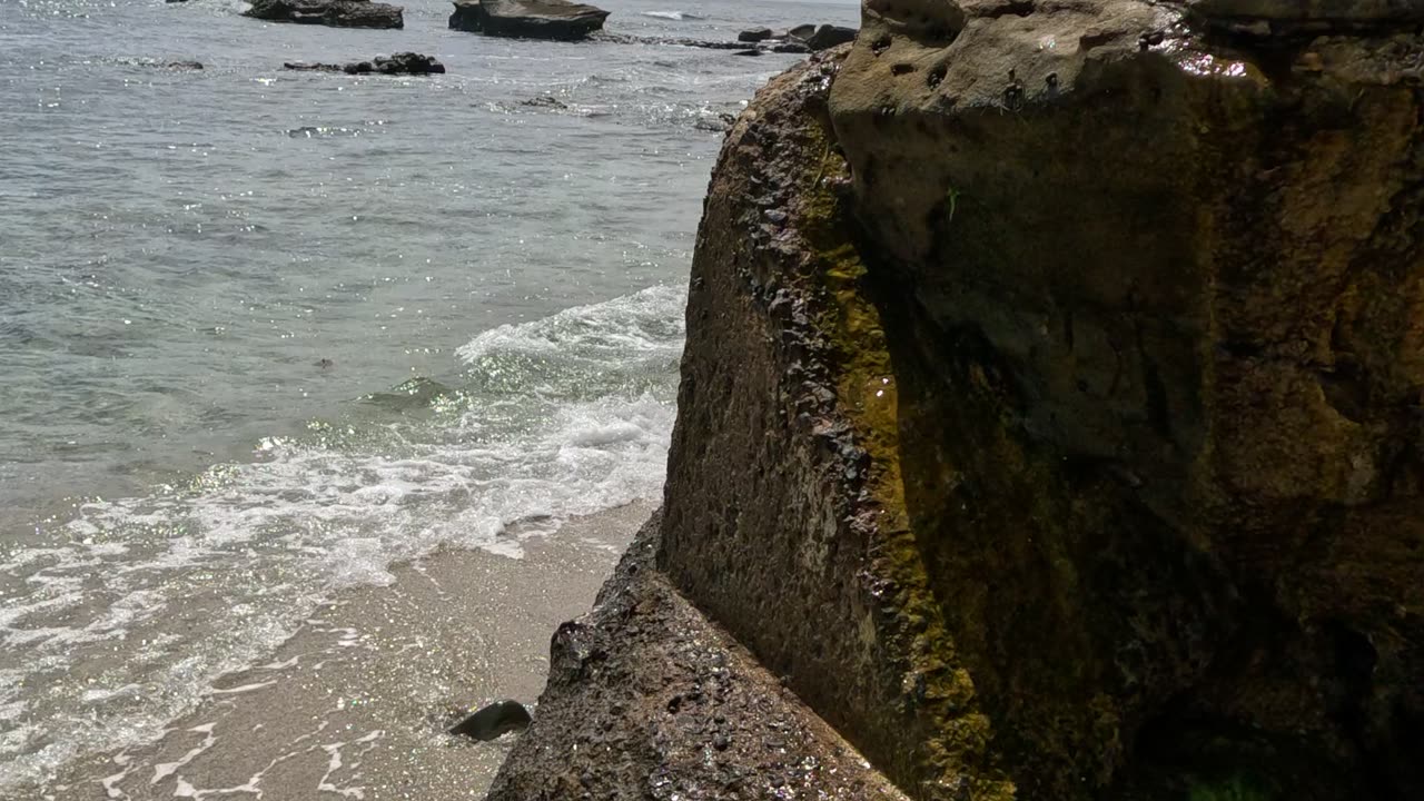 Cliff Rock Formation into Concrete along the shore San Diego #waves #ocean #coastal