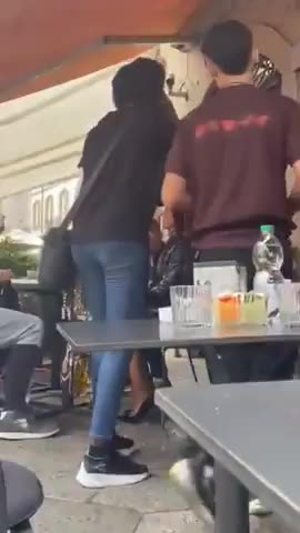 They Are the Same Everywhere They Go Ugly Black African Woman Chokes Italian Waitress