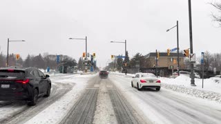 Richmond Hill Yonge Street - Canada Winter Drive after Winter Snow Storm