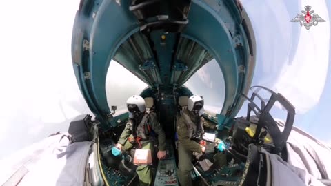 Russian Su-34 taking off, seen from the cockpit, followed by in-flight views and landing