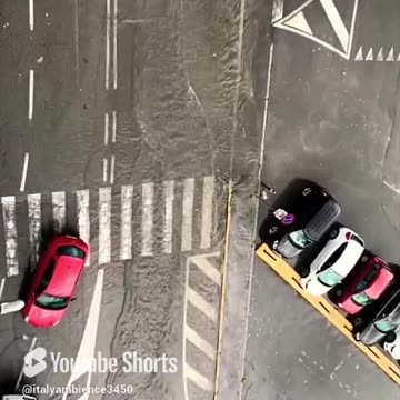 Water on the road city in the Milano Italy 😜