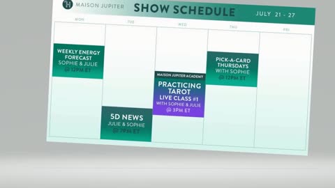 Maison Jupiter Youtube & Rumble July 21-27