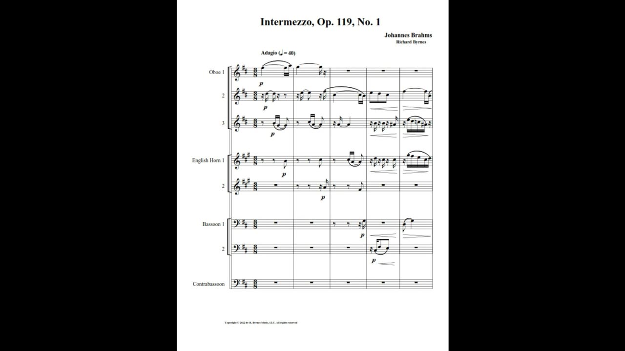 Johannes Brahms – Intermezzo, Op. 119, No. 1 (Double Reed Octet)