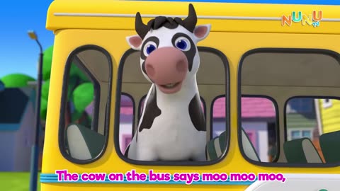 Wheels On The Bus With Animals | Animal Song | Nursery Rhymes & Kids Songs | NuNu Tv
