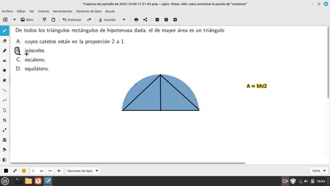 pregunta de matemáticas examen de admision. tríangulos rectangulos