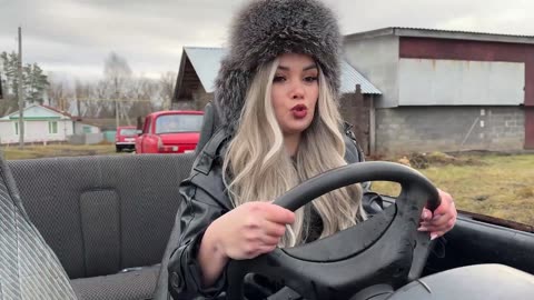 CAR STUCK ｜｜ Blonde gets convertible stuck in mud on way to party