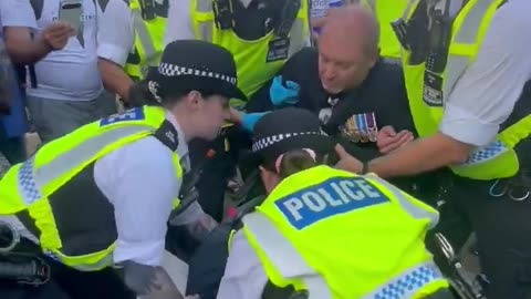 RAF War Veteran is arrested for holding up a sign that offended the wrong people.