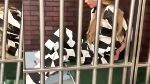 Woman in shackles