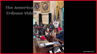 “Good Catch”: Trump Has Sweet Moment with the White House Renovation Crew in the Oval Office