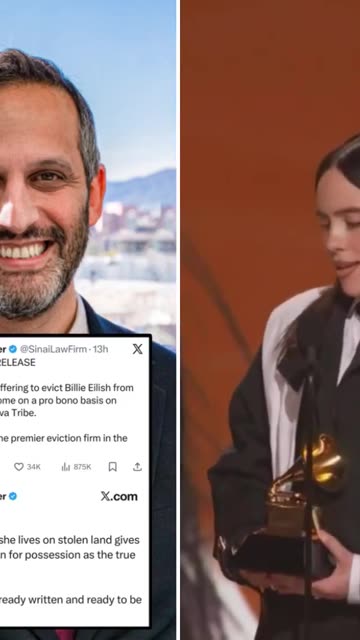 Backfired🚨One of LA’s top eviction 😛law firms is offering to evict Billie Eilish from her home for FREE on behalf of the Tongva Tribe