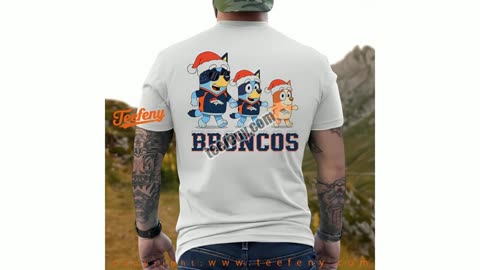 Denver Broncos Bluey Family Santa Hat Christmas Parade Shirt Holiday