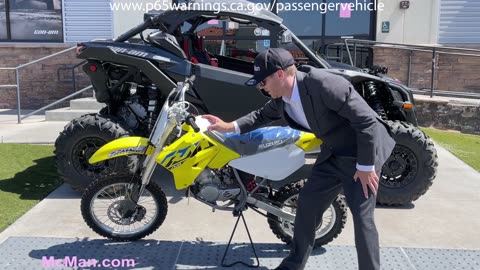 Mr. McMan Reads The P65 California Prop Warning Label on The Last 2-Stroke Suzuki in Banning, CA USA