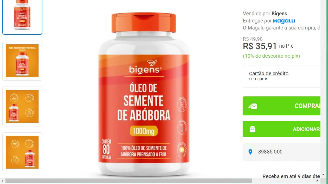 Bigens óleo de semente de abóbora 80 caps - BIOGENS